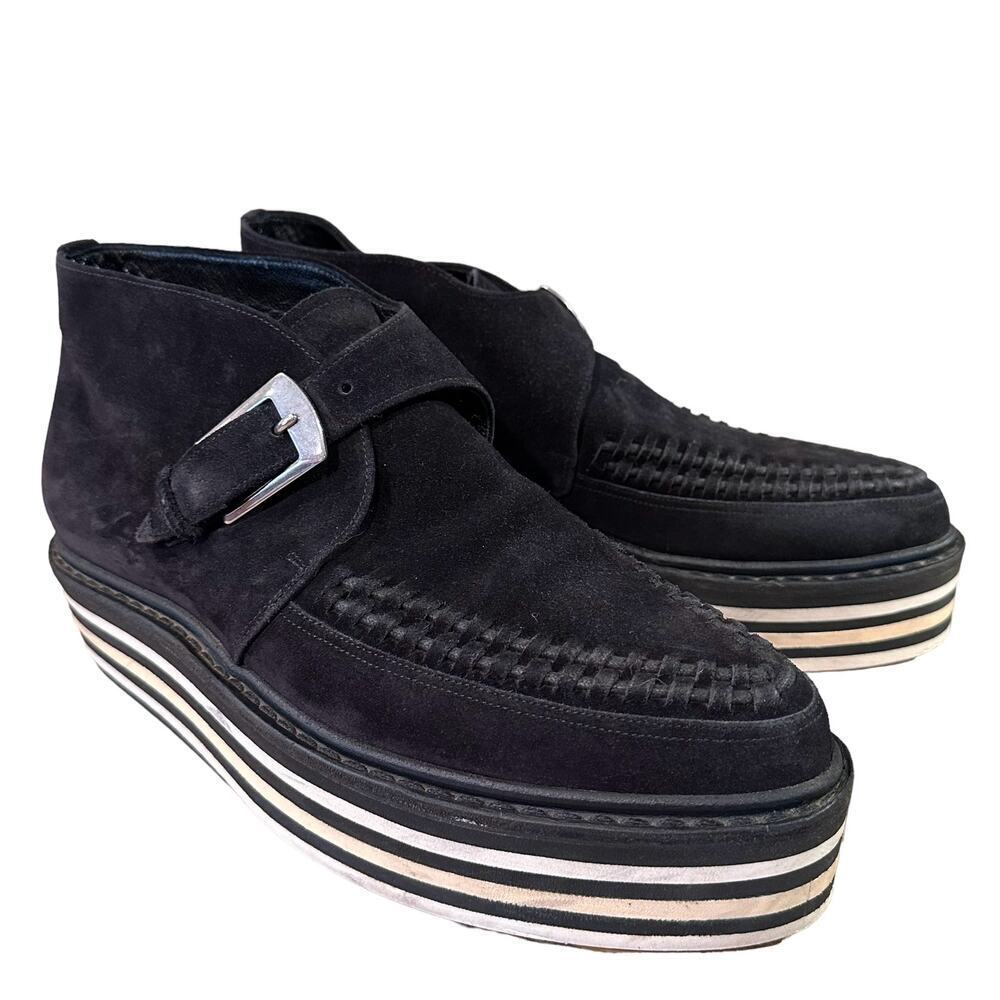 RARE Saint Laurent Paris Munkstrap Striped Platform Creepers Size 41-8
